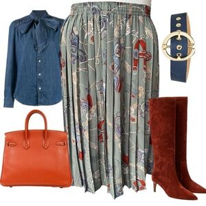 VINTAGE PLEATED MIDI SKIRT